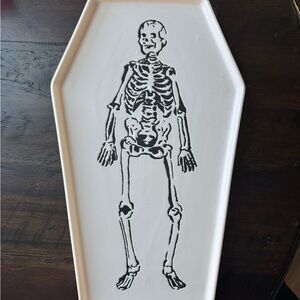 Stoneware Skeleton Coffin-Shaped Serving Tray NWT